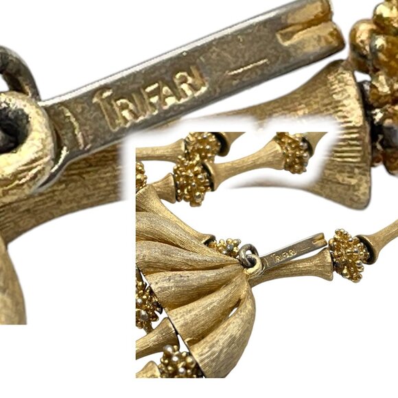 Vintage TRIFARI Electra Collection 5 Strand Metal Bead Necklace Gorgeous Gold Tn - Picture 10 of 11